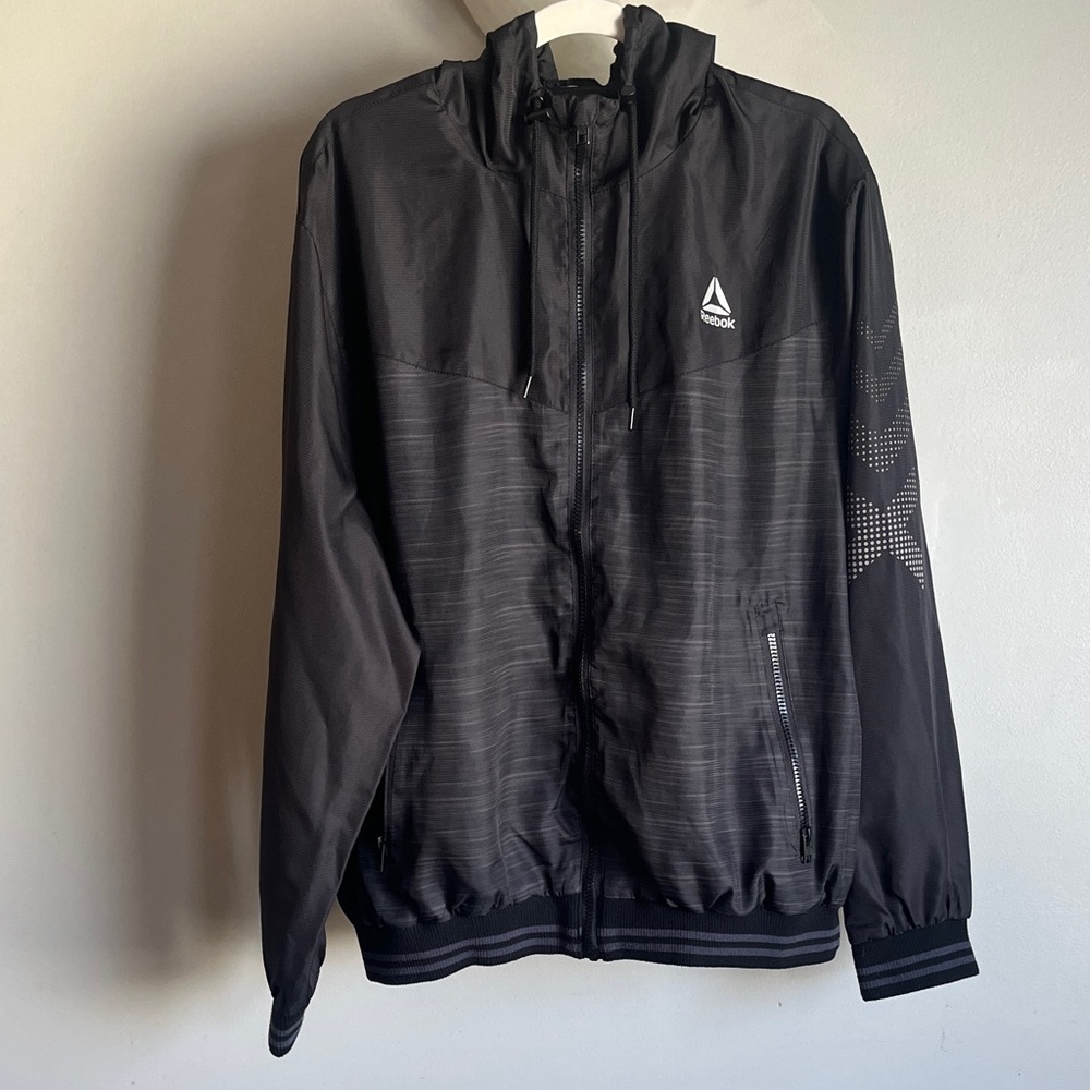 Reebok Men's Black Lined Windbreaker Jacket